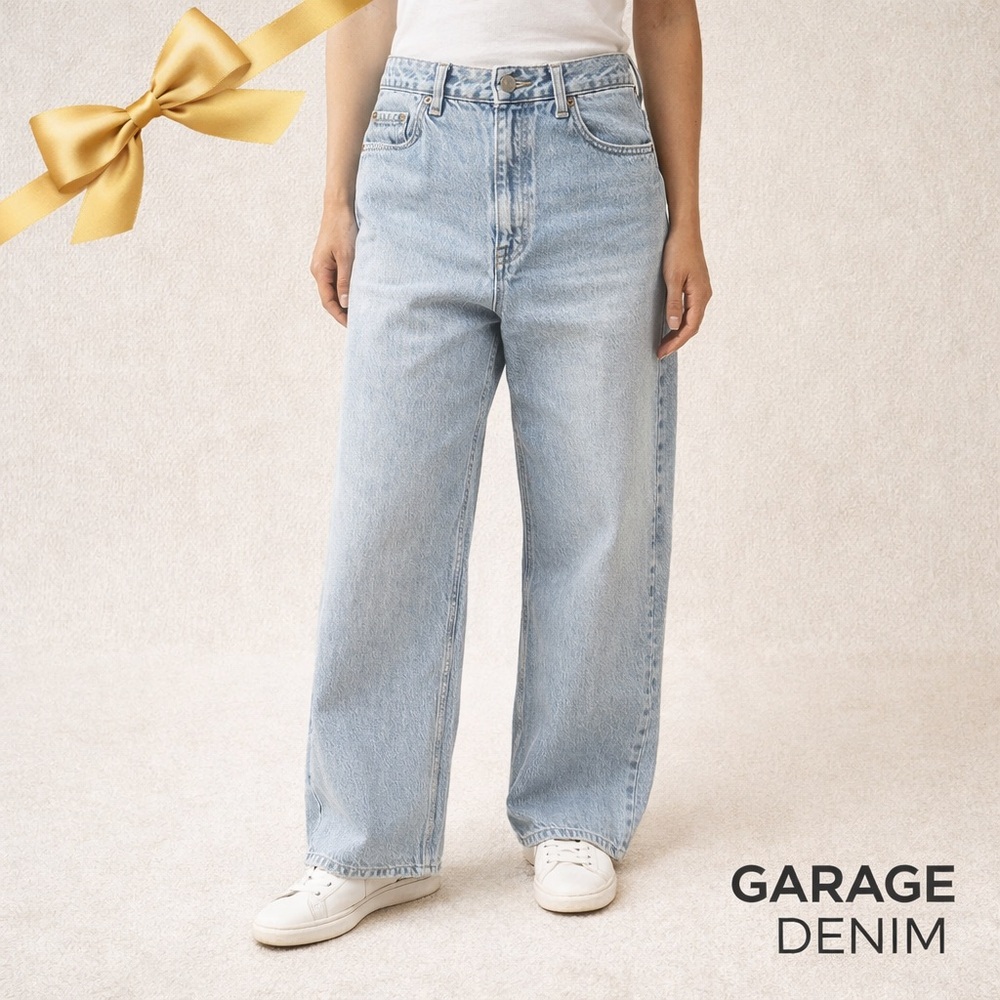 Garage Denim Urban Jambe Large Street Wide Leg Jeans Light Wash Size 7